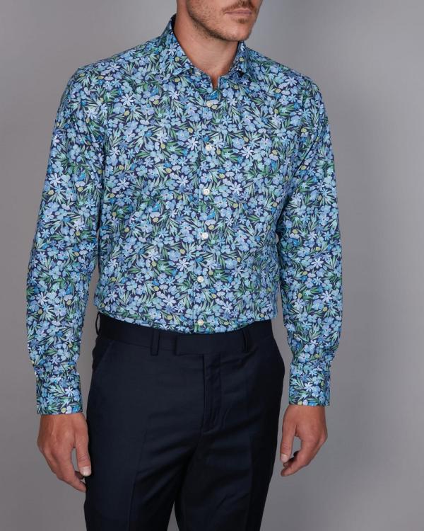 Simon Carter - Watercolour Garden Print Shirt - Shirts & Polos (BLUE) Watercolour Garden Print Shirt