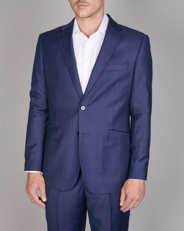 Simon Carter - Windowpane Check Suit Jacket - Suits & Blazers (BLUE) Windowpane Check Suit Jacket