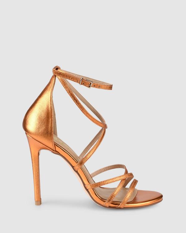 Siren - Danger Stiletto Heels - Sandals (Orange Metallic Leather) Danger Stiletto Heels