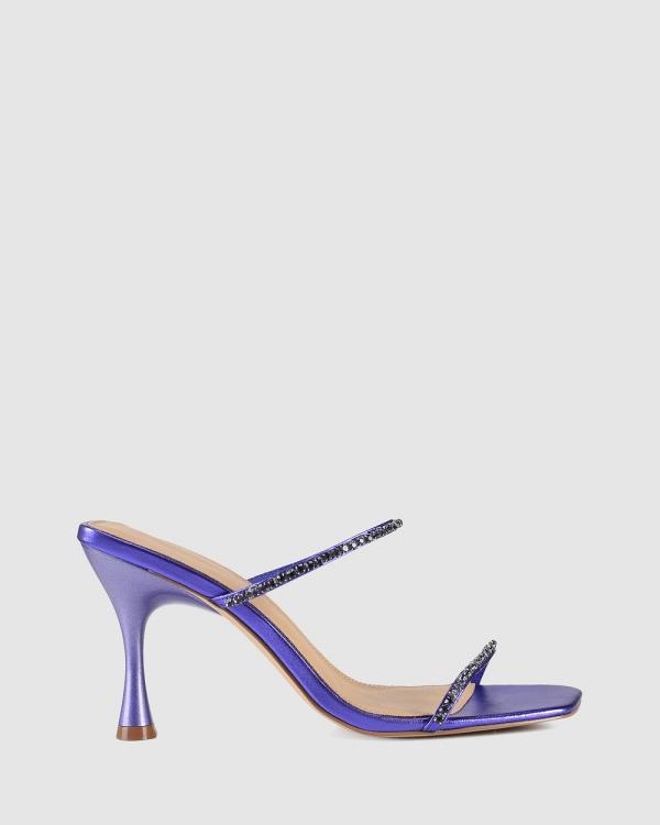 Siren - Izzy Diamante Stiletto Heels - Sandals (Purple Metallic Leather) Izzy Diamante Stiletto Heels
