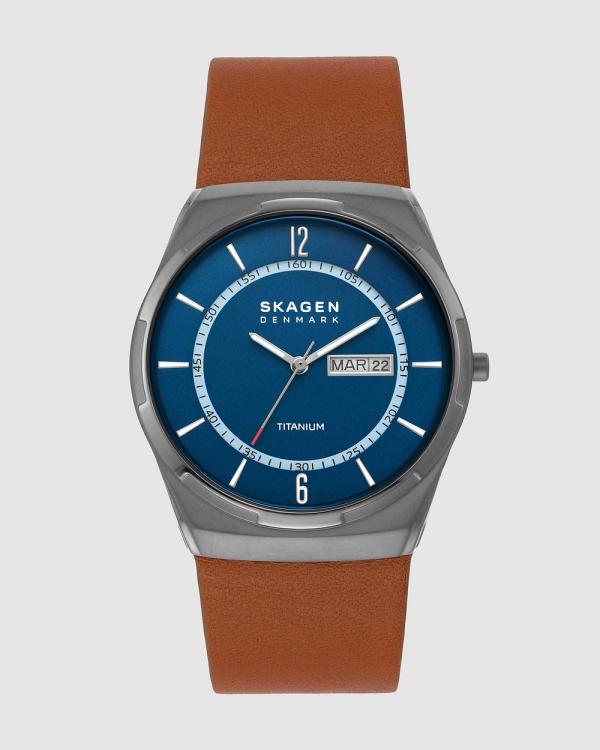Skagen - Melbye Titanium Brown Analogue Watch - Watches (Grey) Melbye Titanium Brown Analogue Watch