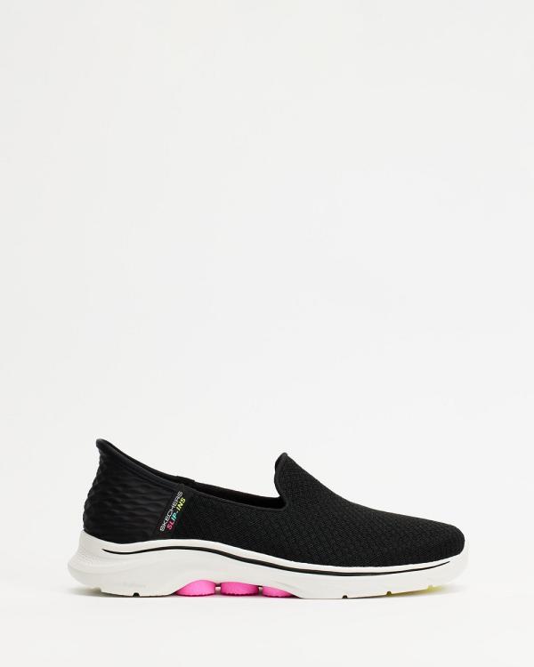 Skechers - Go Walk 7 Slip Ins   Women's - Slip-On Sneakers (Black & Hot Pink) Go Walk 7 Slip-Ins - Women's