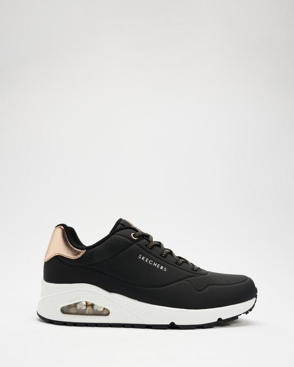 Skechers - Uno Shimmer Away   Women's - Lifestyle Sneakers (Black) Uno Shimmer Away - Women's
