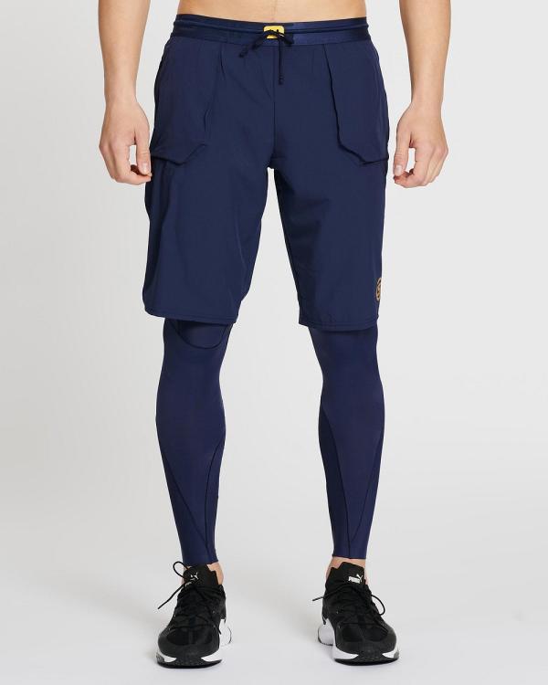 SKINS - Series 5 Travel and Recovery Long Tights - Compression (Navy Blue) Series-5 Travel and Recovery Long Tights