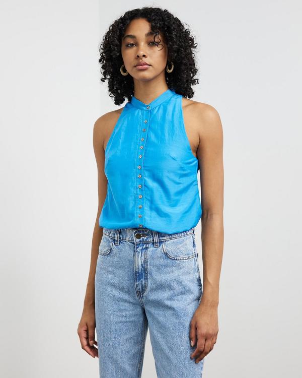 Sofia Irina - Halter Shirt - Tops (Blue) Halter Shirt