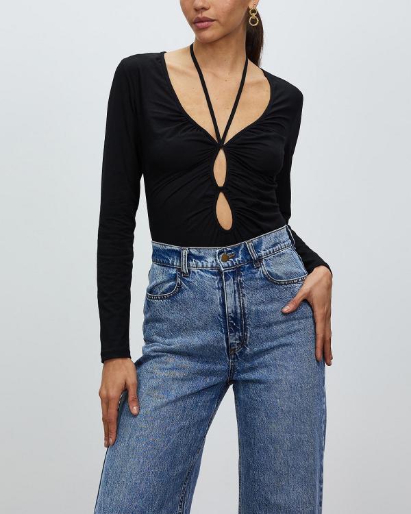 Sofia Irina - Key Hole Cut Out Bodysuit - Tops (Black) Key Hole Cut Out Bodysuit