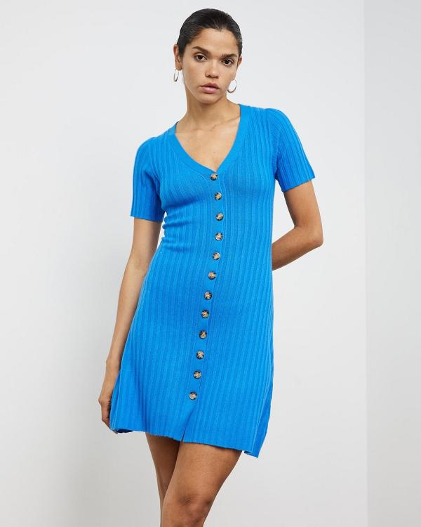 Sofia Irina - Ribbed Knit Mini Dress - Dresses (Blue) Ribbed Knit Mini Dress