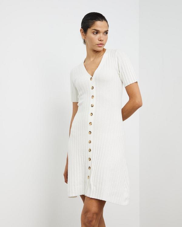 Sofia Irina - Ribbed Knit Mini Dress - Dresses (Ivory) Ribbed Knit Mini Dress