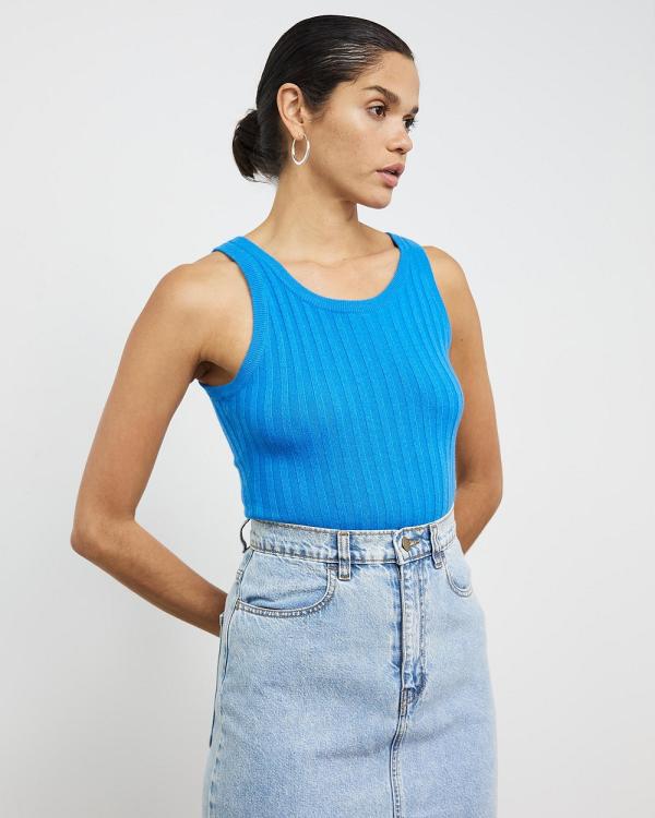 Sofia Irina - Ribbed Knit Tank Top - T-Shirts & Singlets (Blue) Ribbed Knit Tank Top