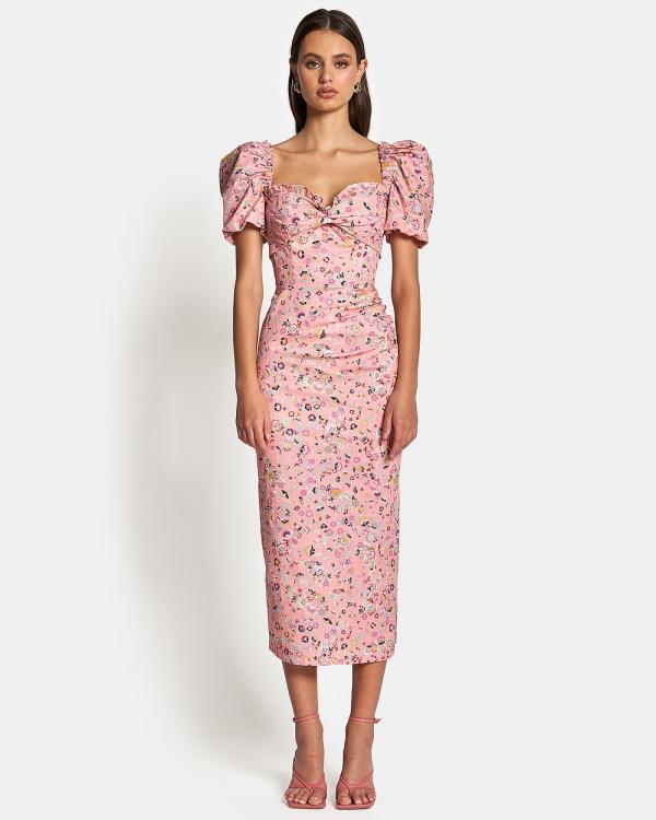 SOFIA The Label - Dolce Short Sleeve Midi Dress - Dresses (Ditsy Pink Floral) Dolce Short Sleeve Midi Dress