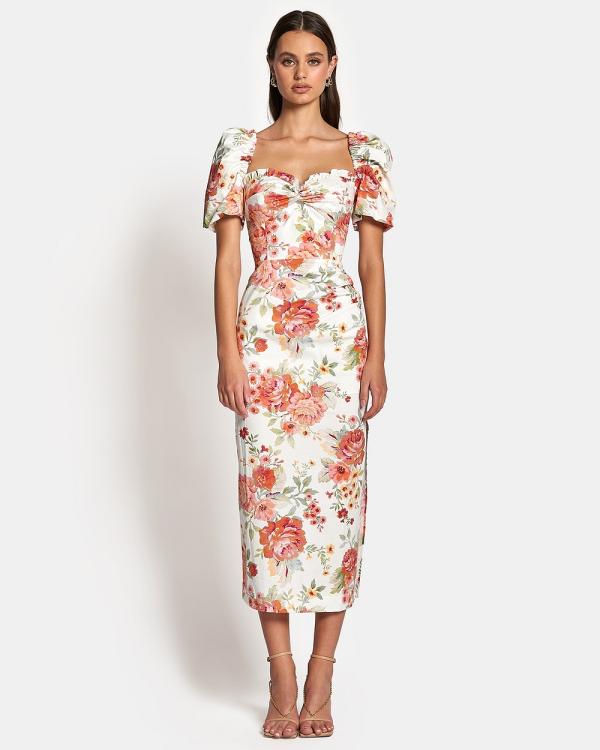 SOFIA The Label - Dolce Short Sleeve Midi Dress - Dresses (Sunset Floral) Dolce Short Sleeve Midi Dress