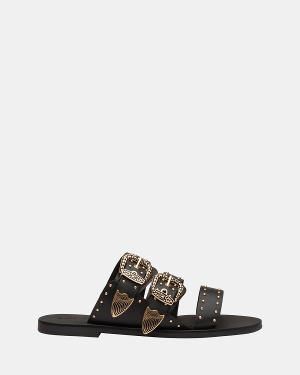 Sol Sana - Eastwood Stud Slide - Sandals (Black/Gold) Eastwood Stud Slide