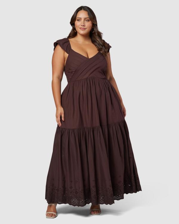 Something 4 Olivia - Georgie Broderie Maxi Dress - Dresses (Brown) Georgie Broderie Maxi Dress