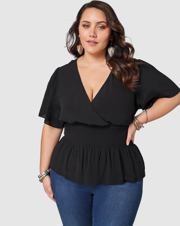 Something 4 Olivia - Olivia Wrap Front Top - Tops (BLACK) Olivia Wrap Front Top