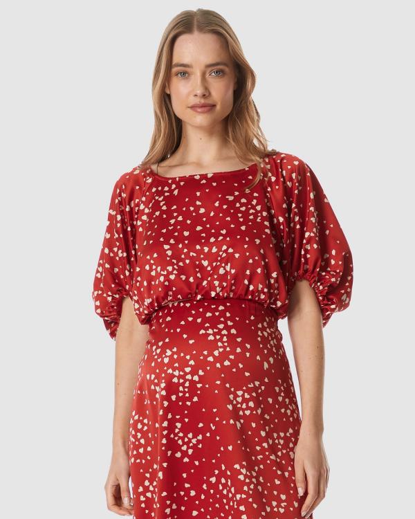 Soon Maternity - Mila Balloon Sleeve Top - Cropped tops (RED) Mila Balloon Sleeve Top