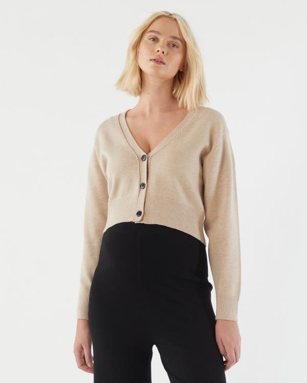 Soon Maternity - V Neck Cropped Cardigan - Jumpers & Cardigans (Beige Marle) V-Neck Cropped Cardigan