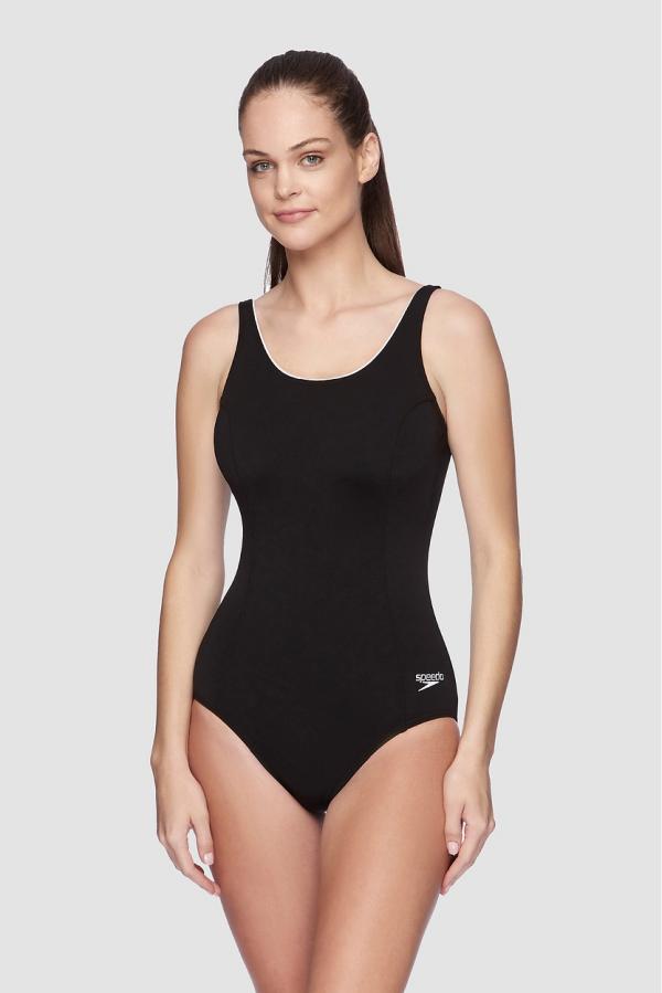 Speedo - Concealed D Cup Tank One Piece - One-Piece / Swimsuit (BLACK) Concealed D Cup Tank One Piece
