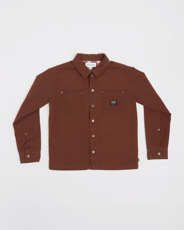 Spencer Project - Teen Boys Newcastle Long Sleeve Shacket - Coats & Jackets (BROWN) Teen Boys Newcastle Long Sleeve Shacket