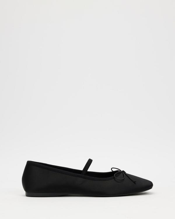 SPURR - Angelina Flats - Ballet Flats (Black Satin) Angelina Flats