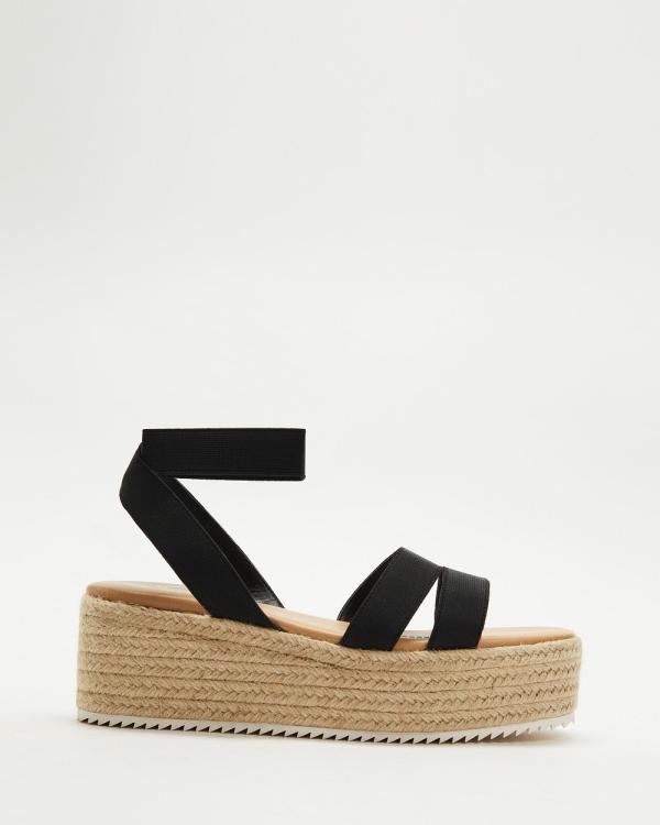 SPURR - Micky Flatform Sandals - Flats (Black Elastic) Micky Flatform Sandals
