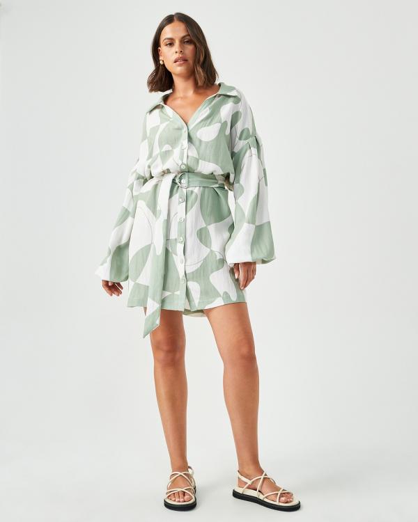 ST MRLO - Sidney Dress - Dresses (Sage Geo Print) Sidney Dress