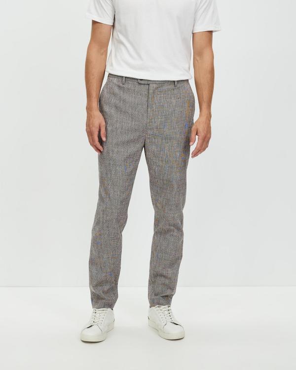 Staple Superior - Cory Linen Textured Pants - Pants (Brown Check) Cory Linen Textured Pants