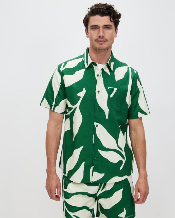 Staple Superior - Jinx Linen Blend Shirt - Casual shirts (Dark Moss Leaf) Jinx Linen Blend Shirt