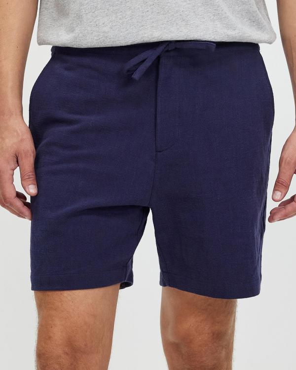 Staple Superior - Newport Textured Linen Blend Shorts - Shorts (Navy) Newport Textured Linen Blend Shorts