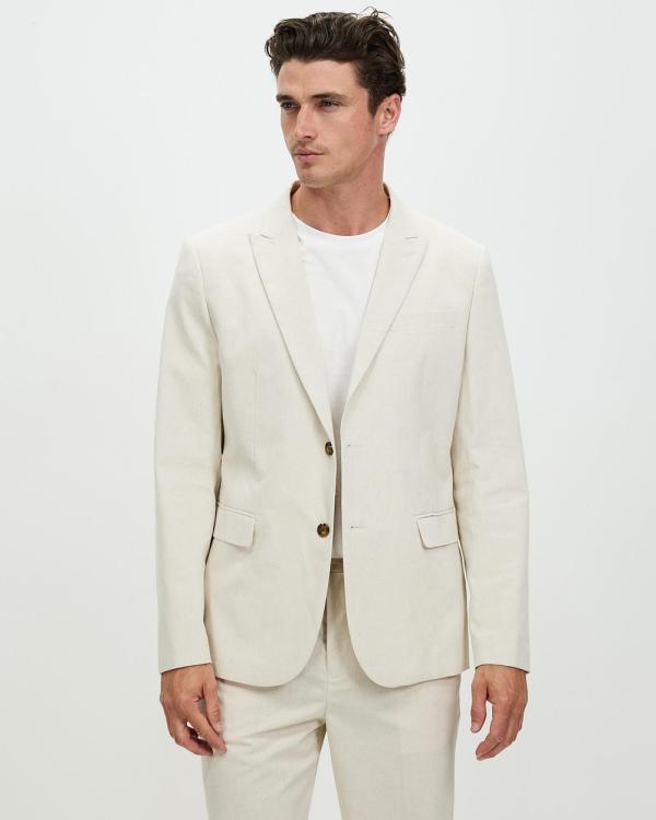 Staple Superior - Nicholas Linen Blend Slim Fit Jacket - Blazers (Oat) Nicholas Linen Blend Slim Fit Jacket