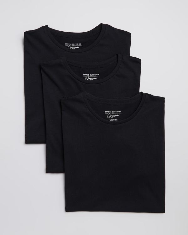 Staple Superior - Organic Basic Slim Fit Tee 3 Pack - T-Shirts & Singlets (Black) Organic Basic Slim Fit Tee 3-Pack