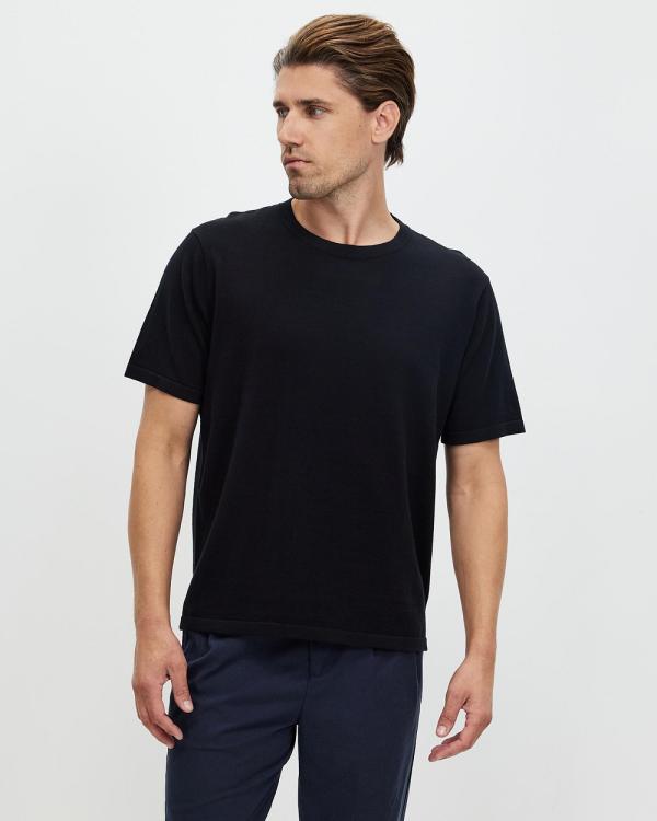 Staple Superior - Puglia Knitted T Shirt - T-Shirts & Singlets (Black) Puglia Knitted T-Shirt