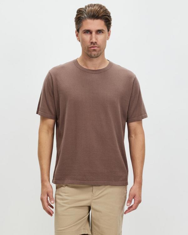 Staple Superior - Puglia Knitted T Shirt - T-Shirts & Singlets (Chocolate) Puglia Knitted T-Shirt