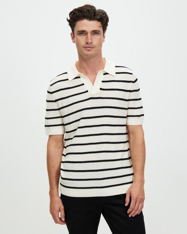 Staple Superior - Seb Cotton Striped Knit Top - Shirts & Polos (White & Black Stripe) Seb Cotton Striped Knit Top