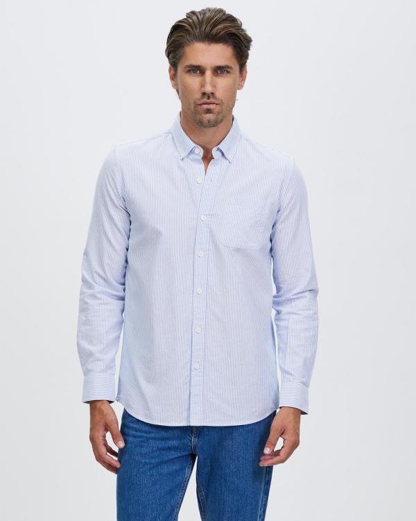 Staple Superior - Staple Cotton Oxford Shirt - Shirts & Polos (Blue Stripe) Staple Cotton Oxford Shirt