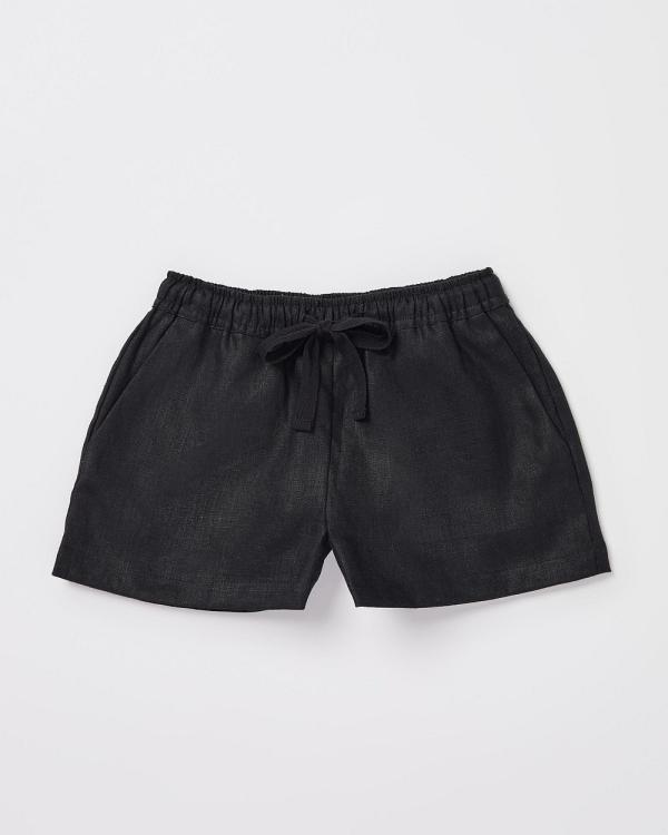 Subtitled - Girls Tide Linen Shorts - Jeans (BLACK) Girls Tide Linen Shorts