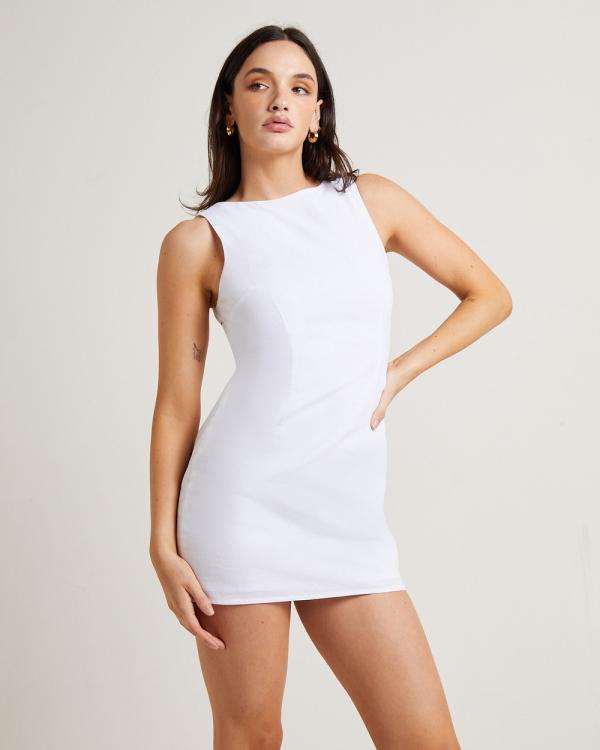 Subtitled - Jordi Mini Linen Backless Dress - Dresses (WHITE) Jordi Mini Linen Backless Dress