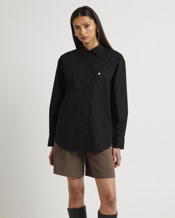 Subtitled - Oversized Poplin Shirt - Shirts & Polos (BLACK) Oversized Poplin Shirt