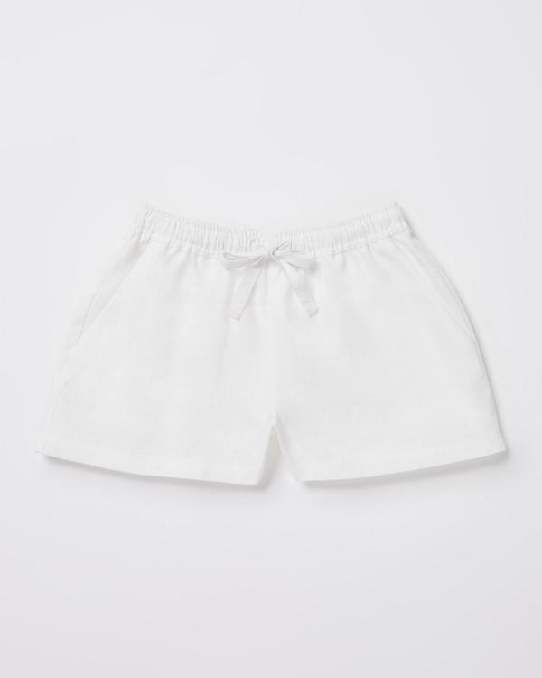 Subtitled - Teen Girls Tide Linen Shorts - Pants (WHITE) Teen Girls Tide Linen Shorts