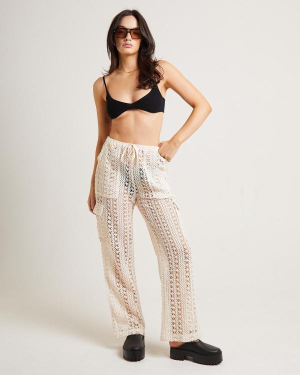 Subtitled - Zulu Crochet Cargo Pants - Pants (WHITE) Zulu Crochet Cargo Pants