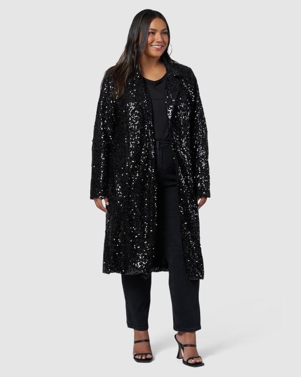 Sunday In The City - Chained Up Sequin Coat - Coats & Jackets (Black) Chained Up Sequin Coat