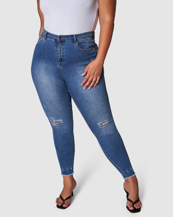 Sunday In The City - Gimme No Lip Skinny Jeans - High-Waisted (BLUE) Gimme No Lip Skinny Jeans