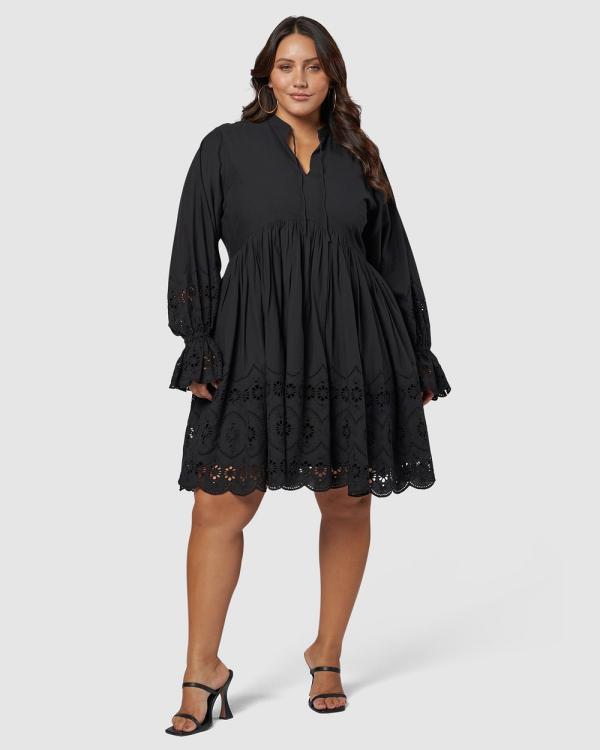 Sunday In The City - Heartless Broderie Mini Dress - Dresses (Black) Heartless Broderie Mini Dress