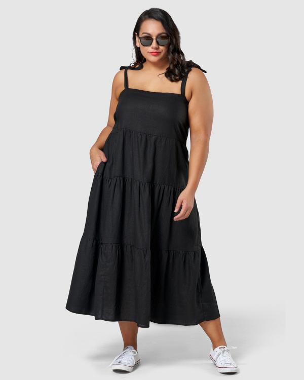 Sunday In The City - Movin On Up Linen Dress - Dresses (Black) Movin On Up Linen Dress