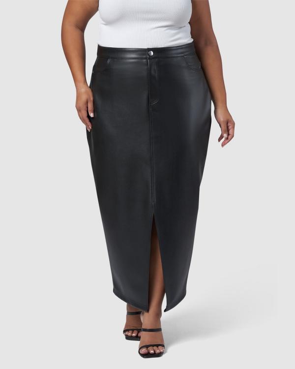Sunday In The City - Uppercut Zip Midi Skirt - Leather skirts (Black) Uppercut Zip Midi Skirt