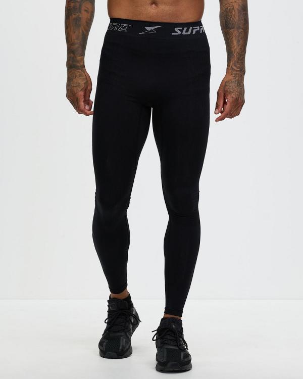 Supacore - Seamless Body Mapped Power Running Tights   Men's - Sports Tights (Black) Seamless Body Mapped Power Running Tights - Men's