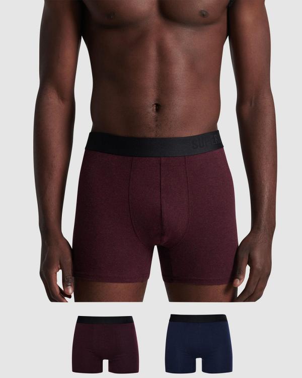 Superdry - Boxer Offset Double Pack  - Underwear & Socks (Navy/Burgundy) Boxer Offset Double Pack