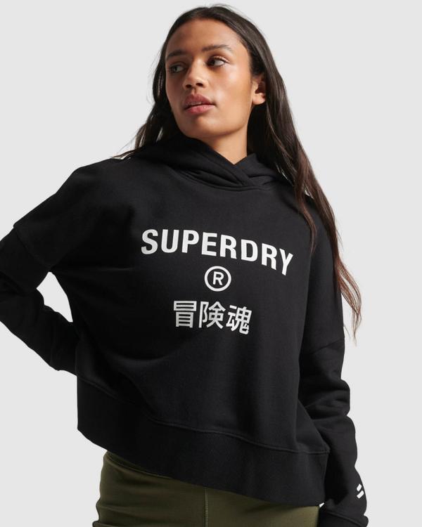 Superdry - Core Sport Crop Box Hoodie - Sweats & Hoodies (Black) Core Sport Crop Box Hoodie