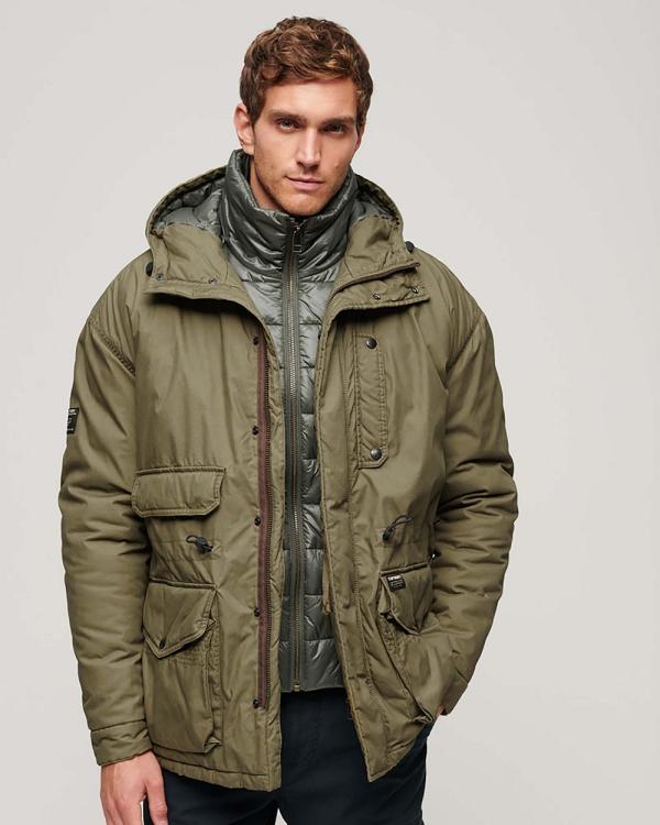 Superdry - Hooded Cotton Lined Deck Jacket - Coats & Jackets (Khaki) Hooded Cotton Lined Deck Jacket