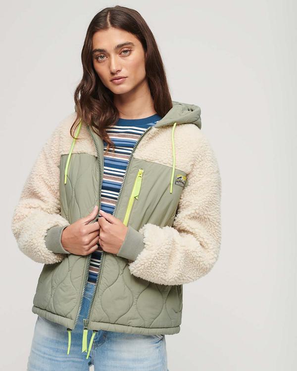 Superdry - Sherpa Quilted Hybrid Jacket - Coats & Jackets (Vintage Khaki) Sherpa Quilted Hybrid Jacket