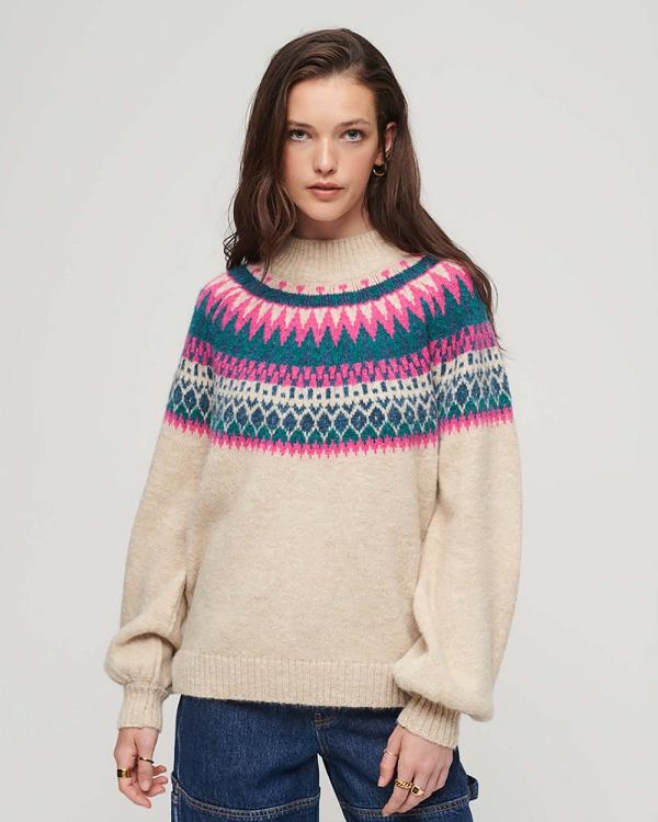 Superdry - Slouchy Pattern Knit Jumper - Jumpers & Cardigans (Ecru Fairisle) Slouchy Pattern Knit Jumper